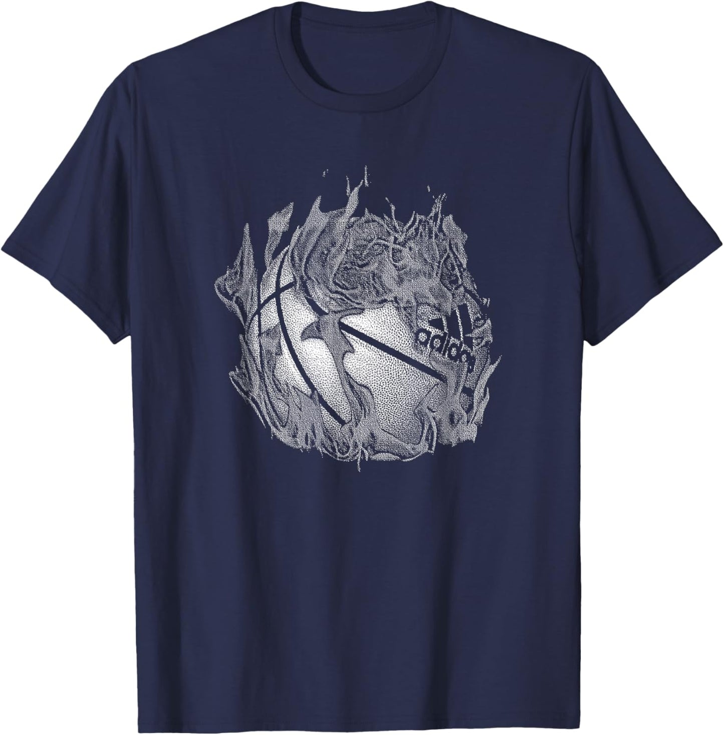Adidas Badge of Sport Basketball On Fire Graphic T-Shirt - T-Shirt | Navy