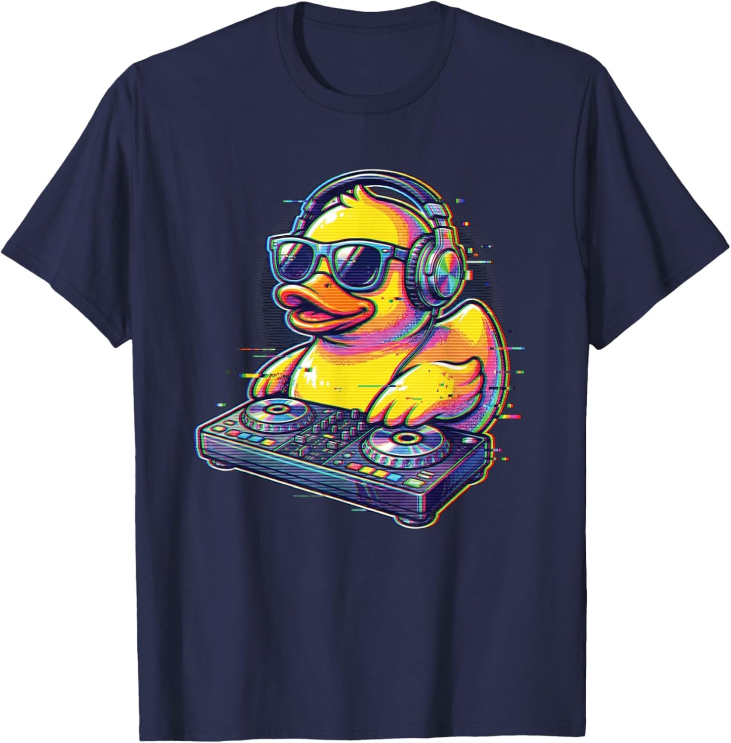 Funny Rubber Duckie Playing Music DJ Rubber Duck T-Shirt - T-Shirt | Navy