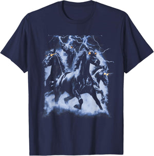 Vintage Horse Lightning Retro 80s 90s Western Grunge Graphic T-Shirt - T-Shirt | Navy