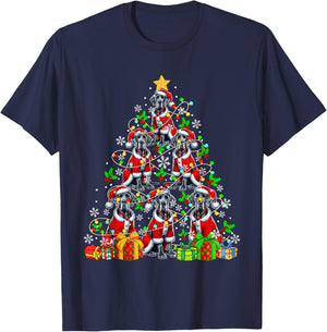 Group Santa Great Danes As Xmas Tree Colorful Lights Owner T-Shirt - T-Shirt | Navy