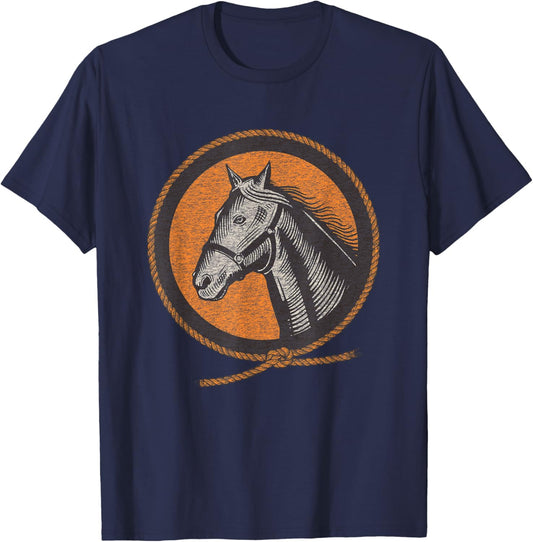 Horse Lover Equestrian Vintage Graphic T-Shirt - T-Shirt | Navy