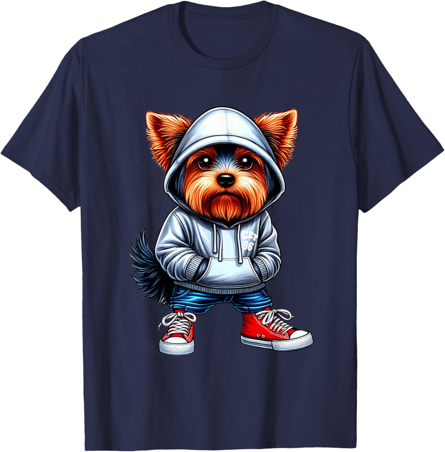 Thug Dog Yorkshire Terrier Gangster Yorkie Dog Lovers Design Men Women T-Shirt - T-Shirt | Navy