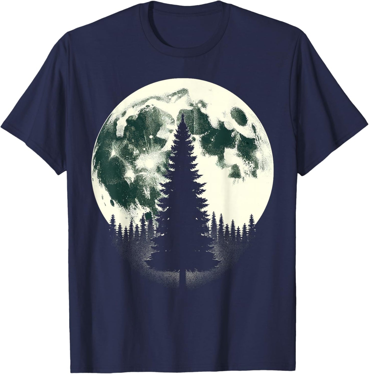 Moon Nature Forest Trees Outdoor T-Shirt - T-Shirt | Navy