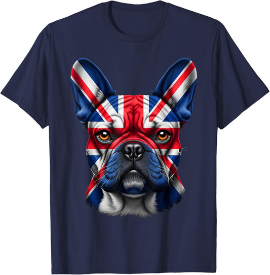 Union Jack French Bulldog British Flag Frenchie Dog T-Shirt - T-Shirt | Navy