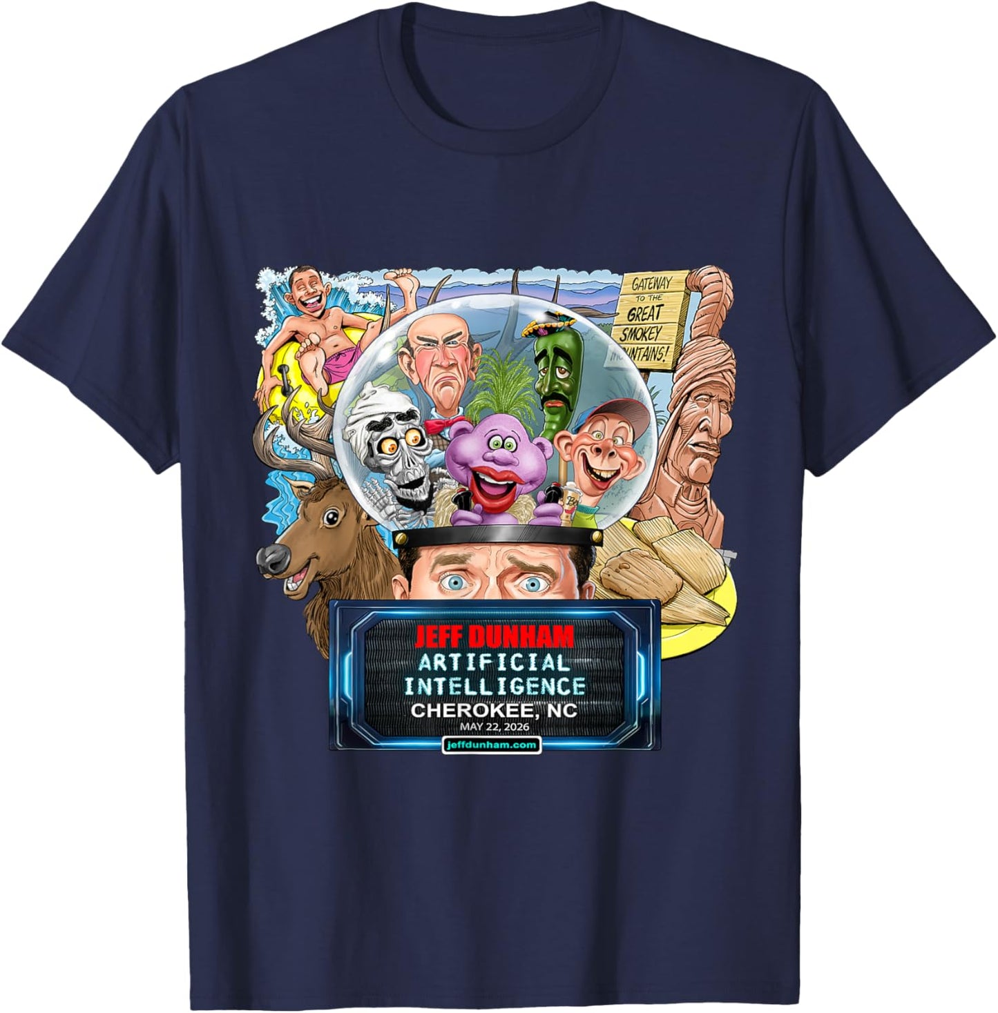 Jeff Dunham Cherokee, NC (2026) T-Shirt - T-Shirt | Navy