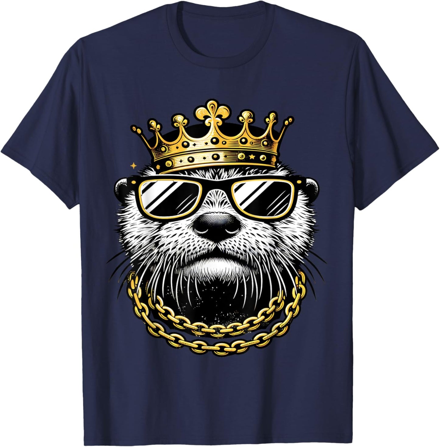 Otter King Cool Sea Otter Gangsta T-Shirt - T-Shirt | Navy