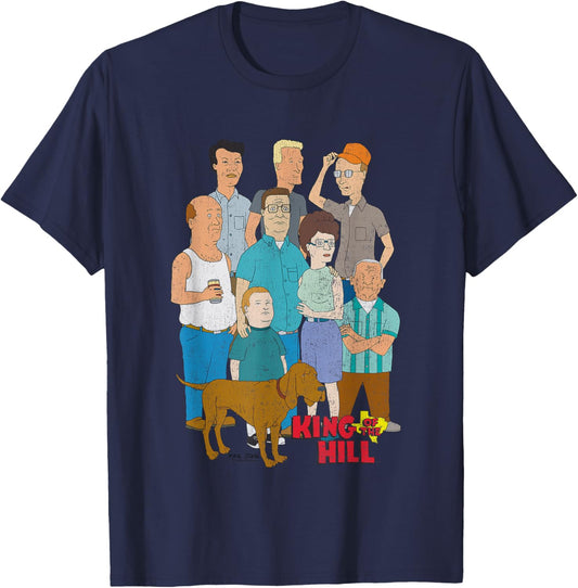 King of The Hill Iconic Characters Group Shot Retro Poster T-Shirt - T-Shirt | Navy