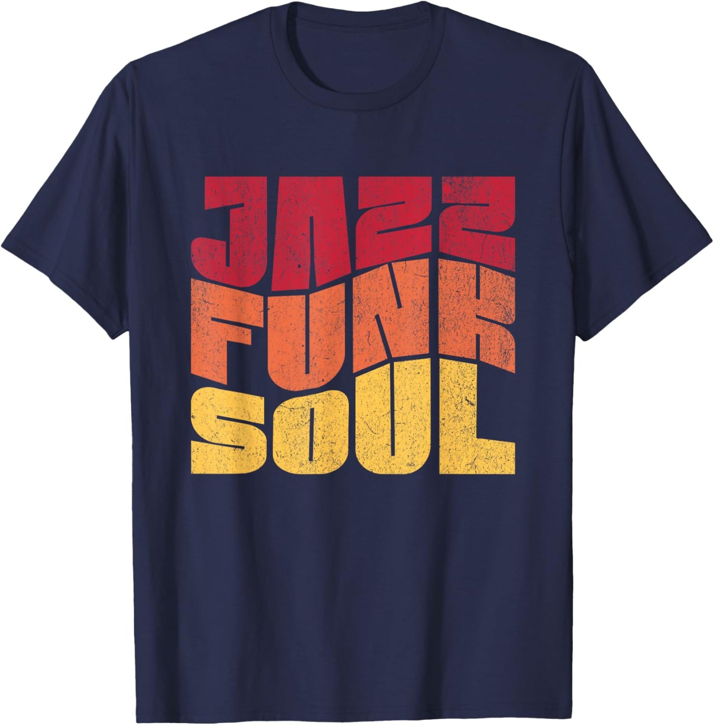 Retro Jazz Funk Soul Music Lover Vintage Distressed Design T-Shirt - T-Shirt | Navy