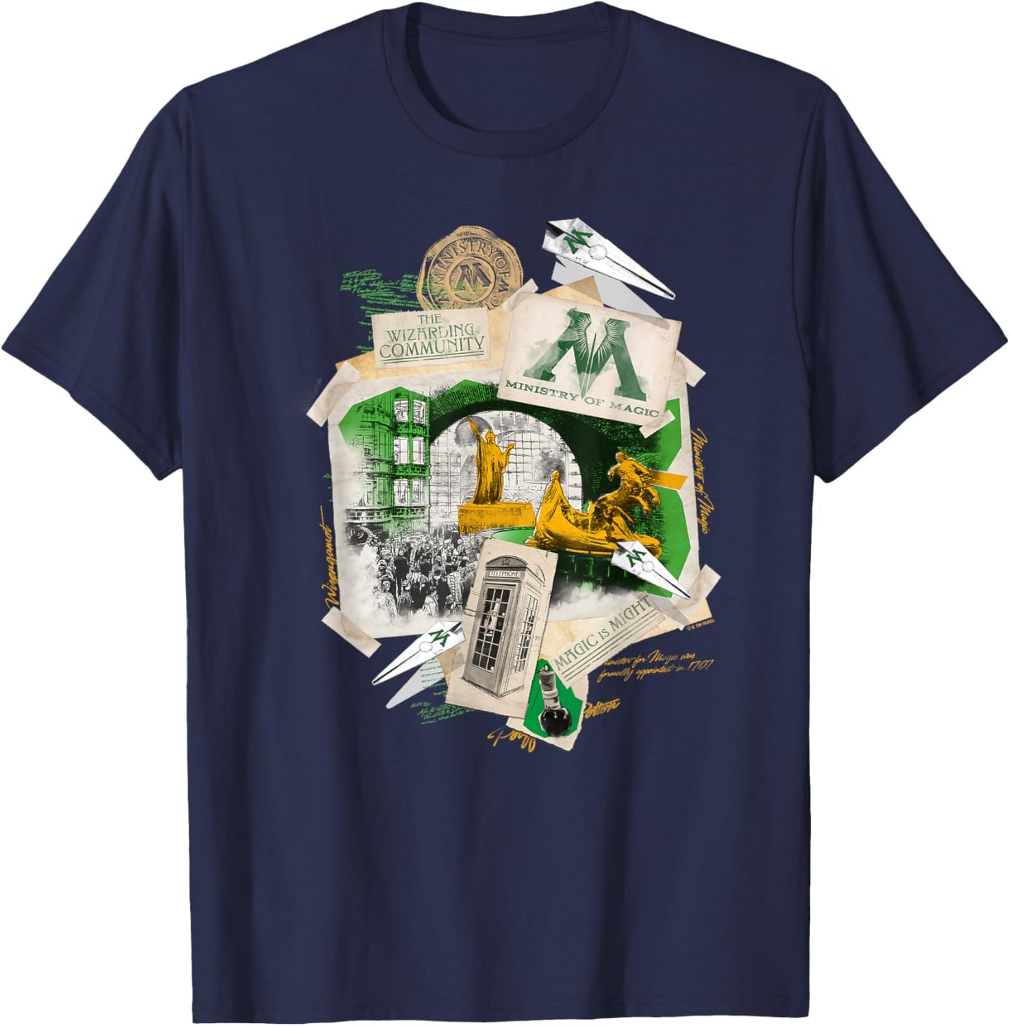 Harry Potter Iconic Places Ministry of Magic Collage Poster T-Shirt - T-Shirt | Navy