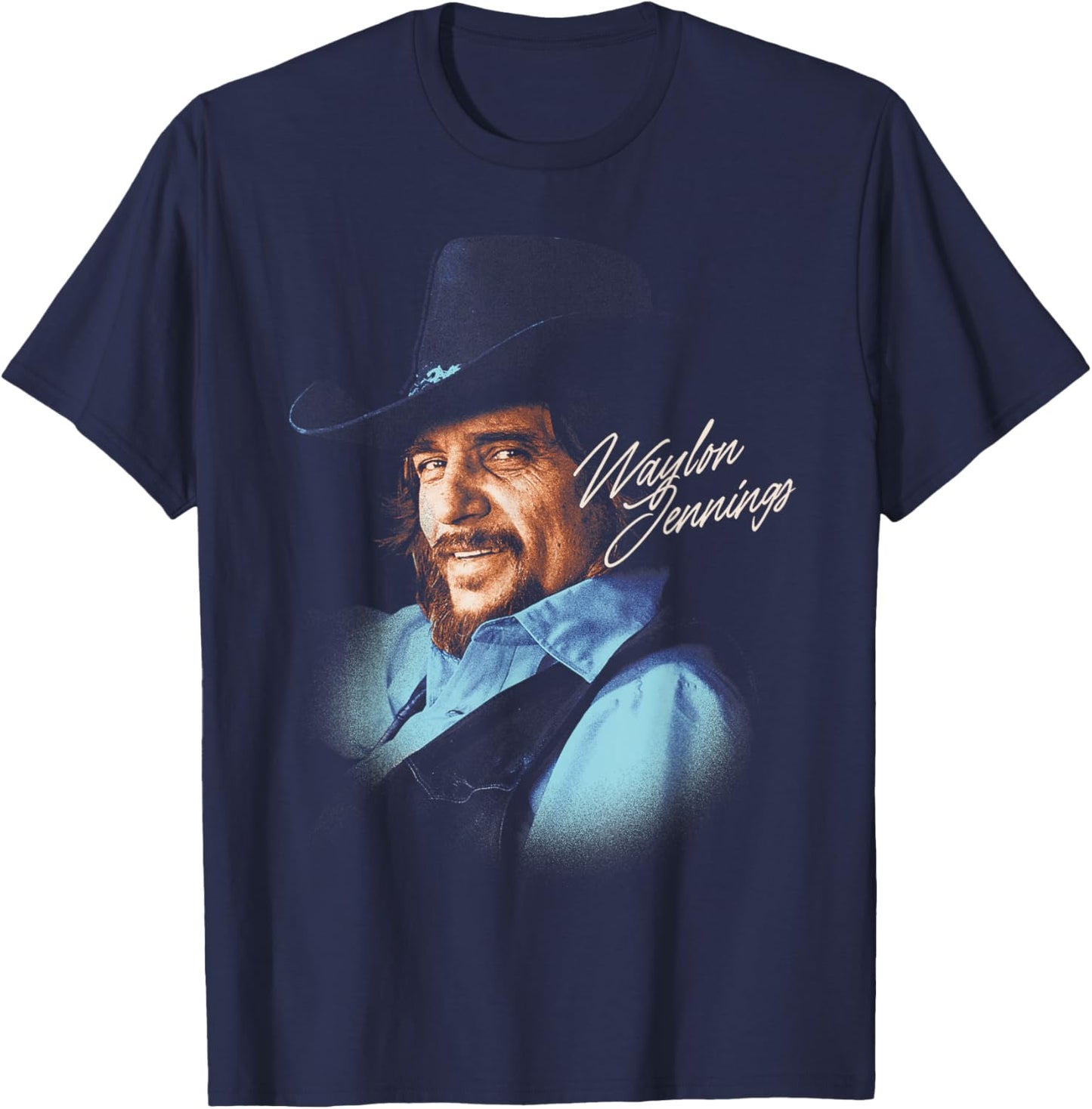 Waylon Jennings - Portrait T-Shirt - T-Shirt | Navy