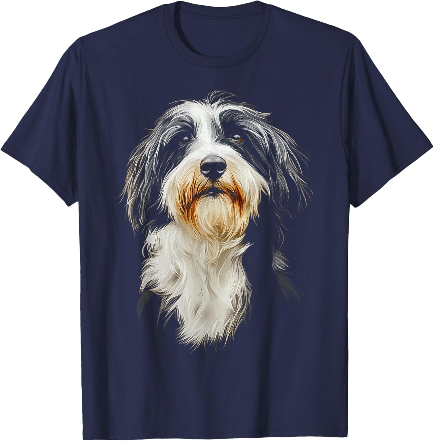 Bearded Collie Dog Motif Pet Illustration Bearded Collie T-Shirt - T-Shirt | Navy