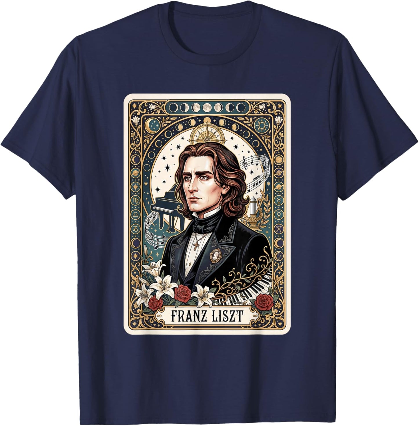 Franz Liszt Compossier Pianiste Tarot T-Shirt - T-Shirt | Navy