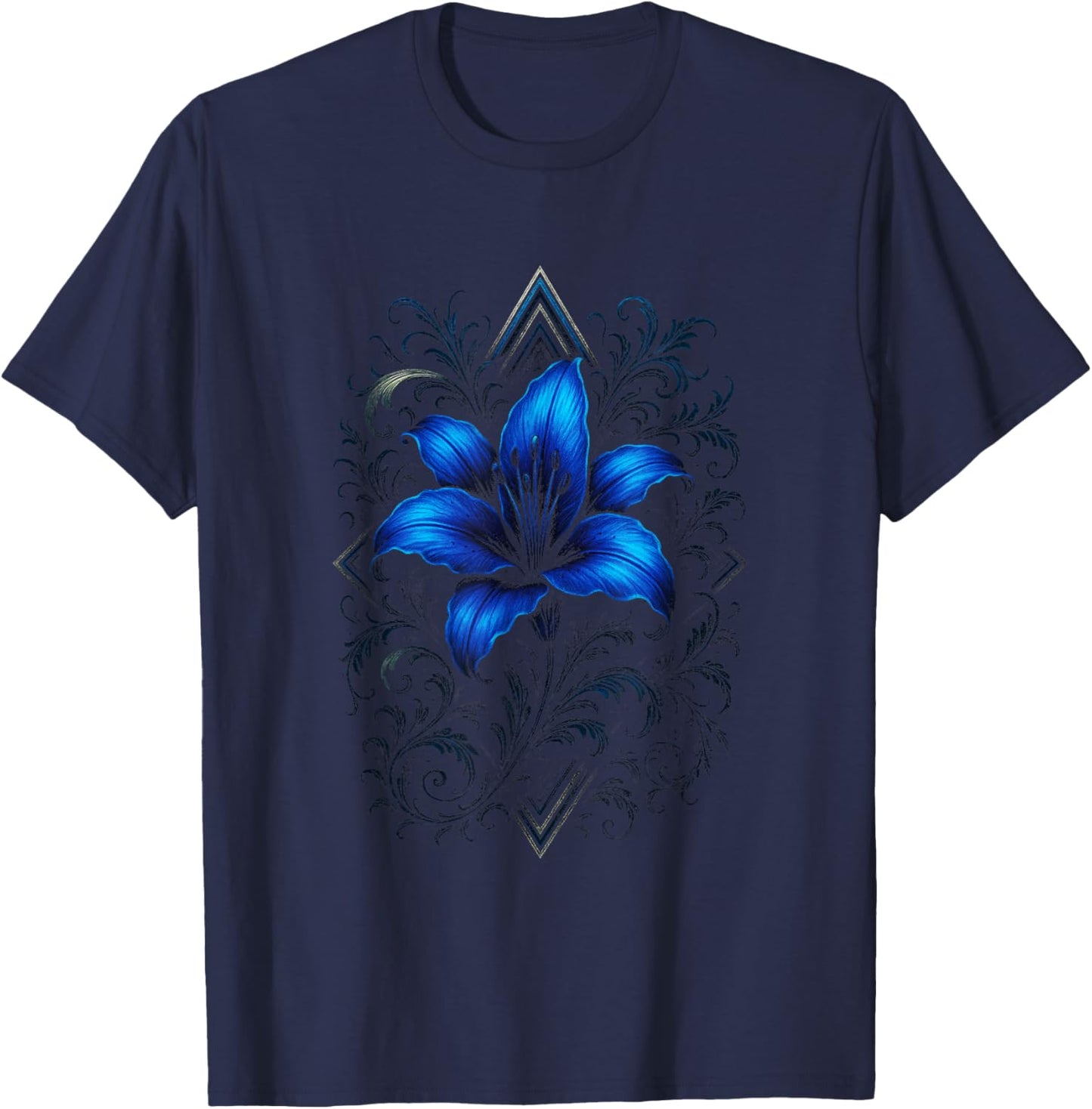 Flower - Gothic Witchcraft Aesthetic T-Shirt - T-Shirt | Navy