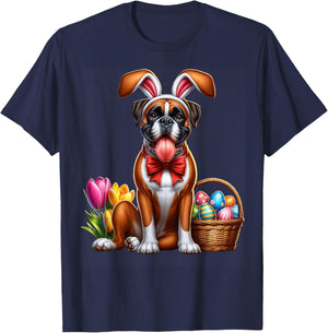 Boxer Happy Easter Dog Boxer T-Shirt - T-Shirt | Navy