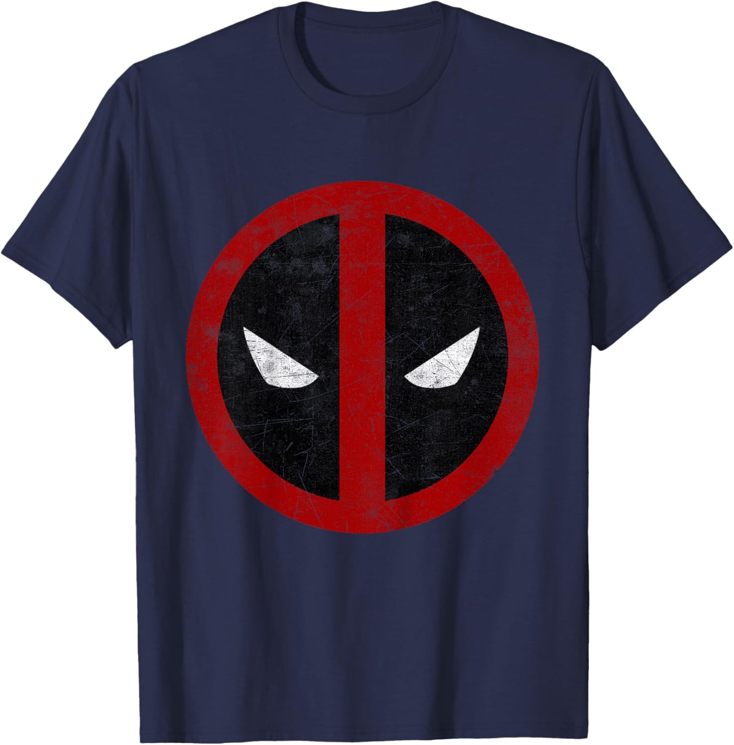 Marvel Comics Retro Classic Deadpool Mask Distressed Icon T-Shirt - T-Shirt | Navy