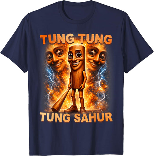 Tung Tung Tung Sahur is Calling Funny Italian Brainrot T-Shirt - T-Shirt | Navy