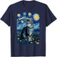 Van Gogh Cat Gifts Tabby Cat Owners Cat Lady Black Men Cat T-Shirt - T-Shirt | Navy