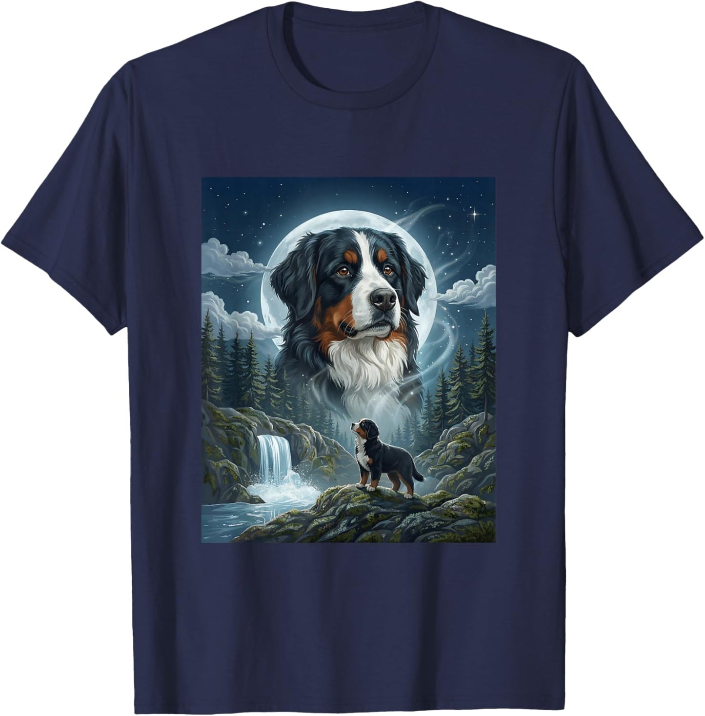 Berner Sennenhund Heulender Mond Meme Lustiger Hundeliebhaber T-Shirt - T-Shirt | Navy