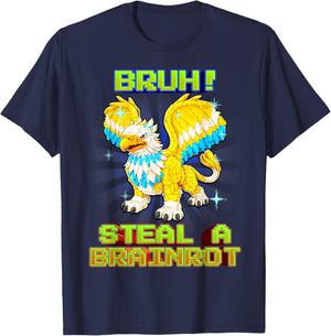 Bruh Secret Griffin Funny Brainrot for Boys Kids Teens T-Shirt - T-Shirt | Navy