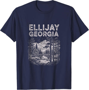 Vintage Ellijay Georgia Drawing Art Design T-Shirt - T-Shirt | Navy
