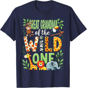 1st Birthday Safari Zoo Great Grandma Of The Wild One T-Shirt - T-Shirt | Navy