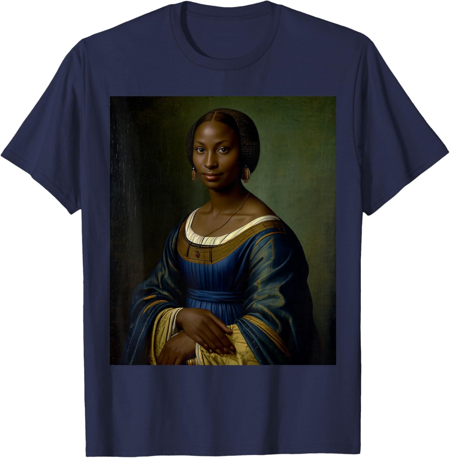 Black Mona Lisa Black History Month Woman Black Heritage T-Shirt - T-Shirt | Navy