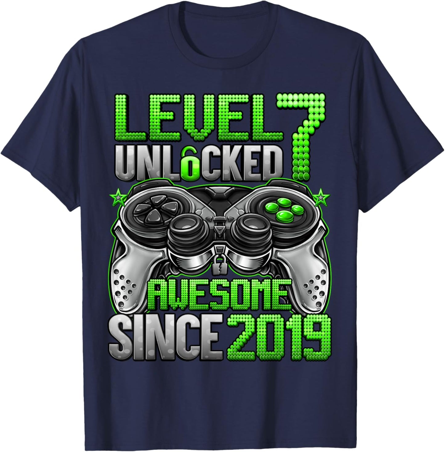 Level 7 Unlocked 7 Year Old Gifts for Boys 7th Birthday Boy T-Shirt - T-Shirt | Navy