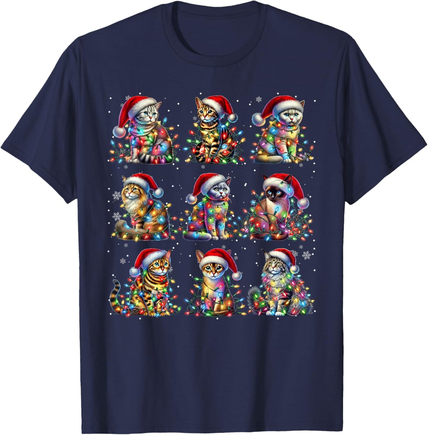 Vintage Cats Kittens Merry Christmas Pajama Xmas Squad Kids T-Shirt - T-Shirt | Navy