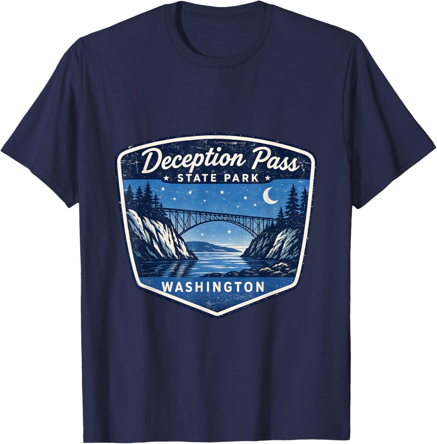 Deception Pass State Park Washington Outdoor Nature Travel T-Shirt - T-Shirt | Navy