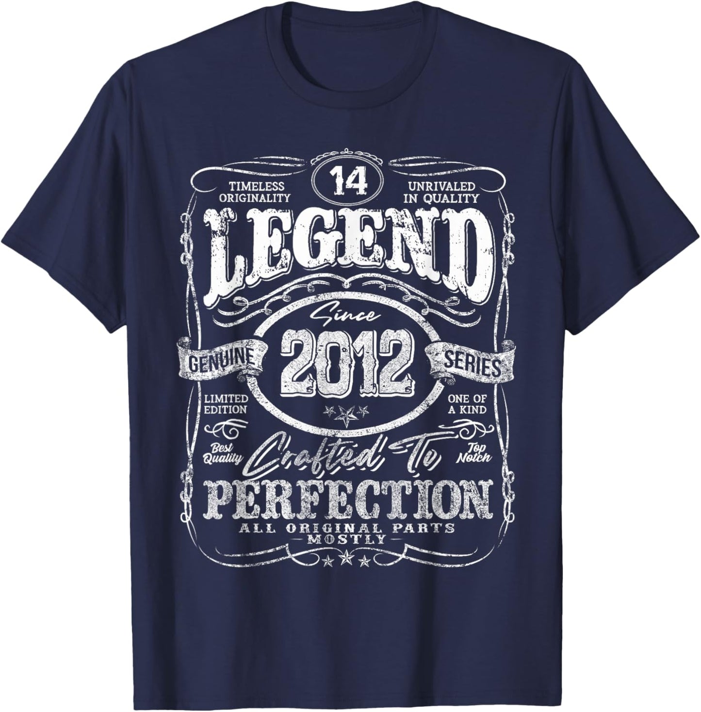 Vintage 2012 Limited Edition Shirt 14 Year Old 14th Birthday T-Shirt - T-Shirt | Navy