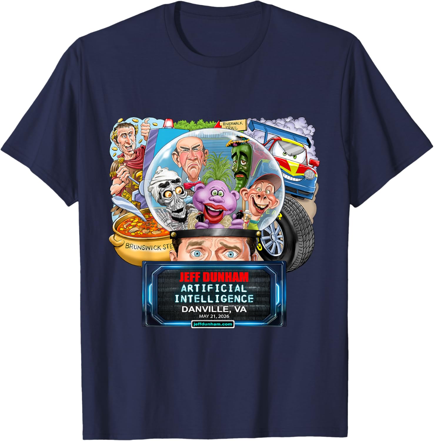 Jeff Dunham Danville, VA (2026) T-Shirt - T-Shirt | Navy