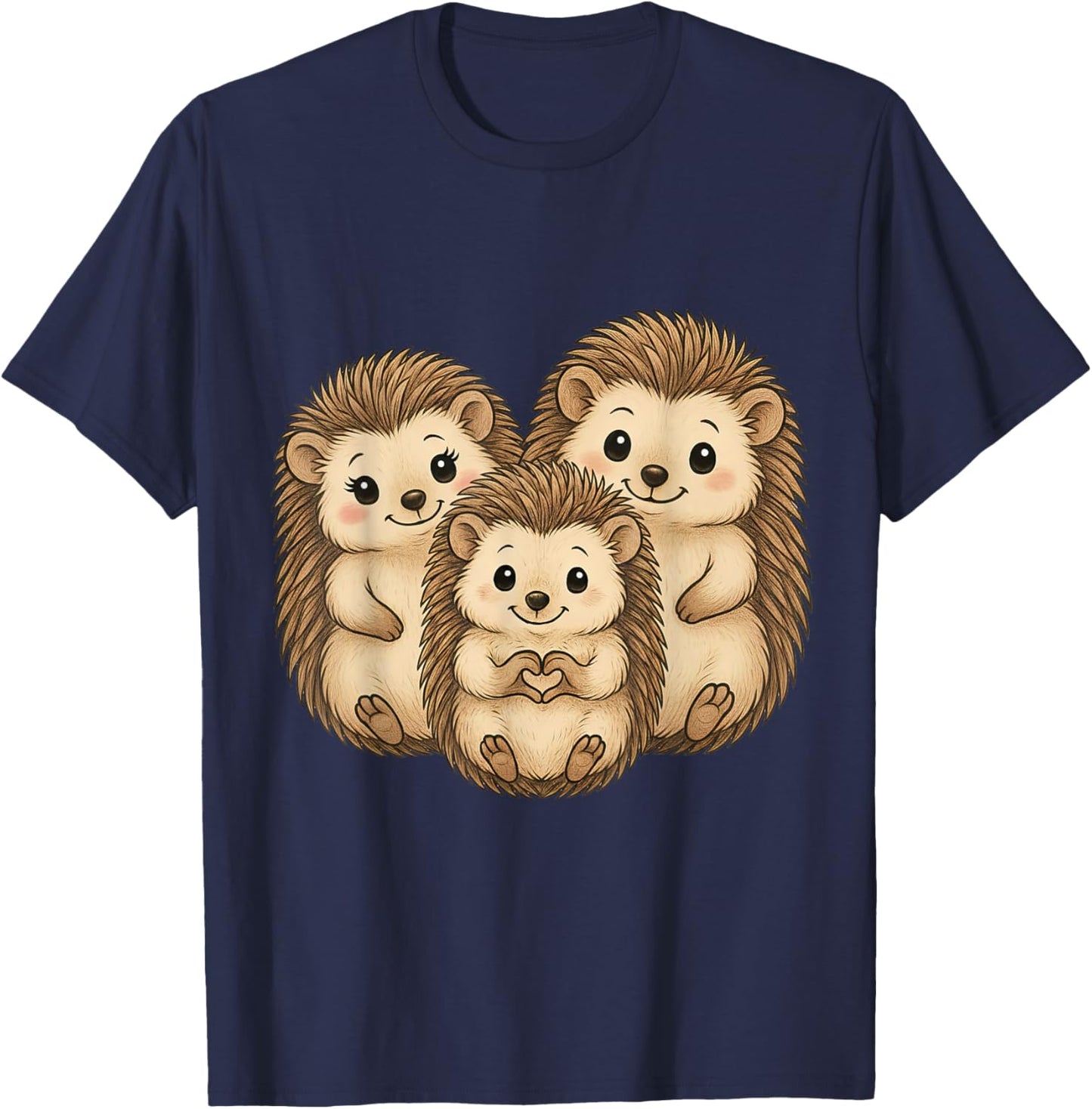 Igel mit Herz und Familie | Süßer Igel mit Mama & Papa T-Shirt - T-Shirt | Navy