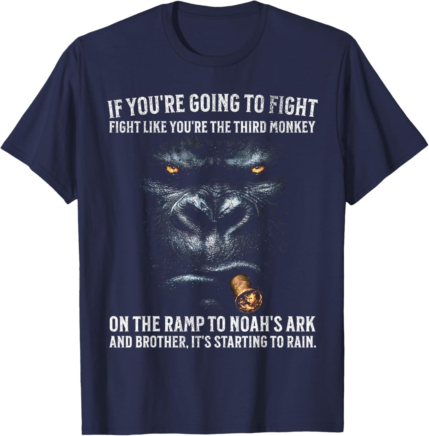 If You're Going to Fight Third Monkey T-Shirt - T-Shirt | Navy
