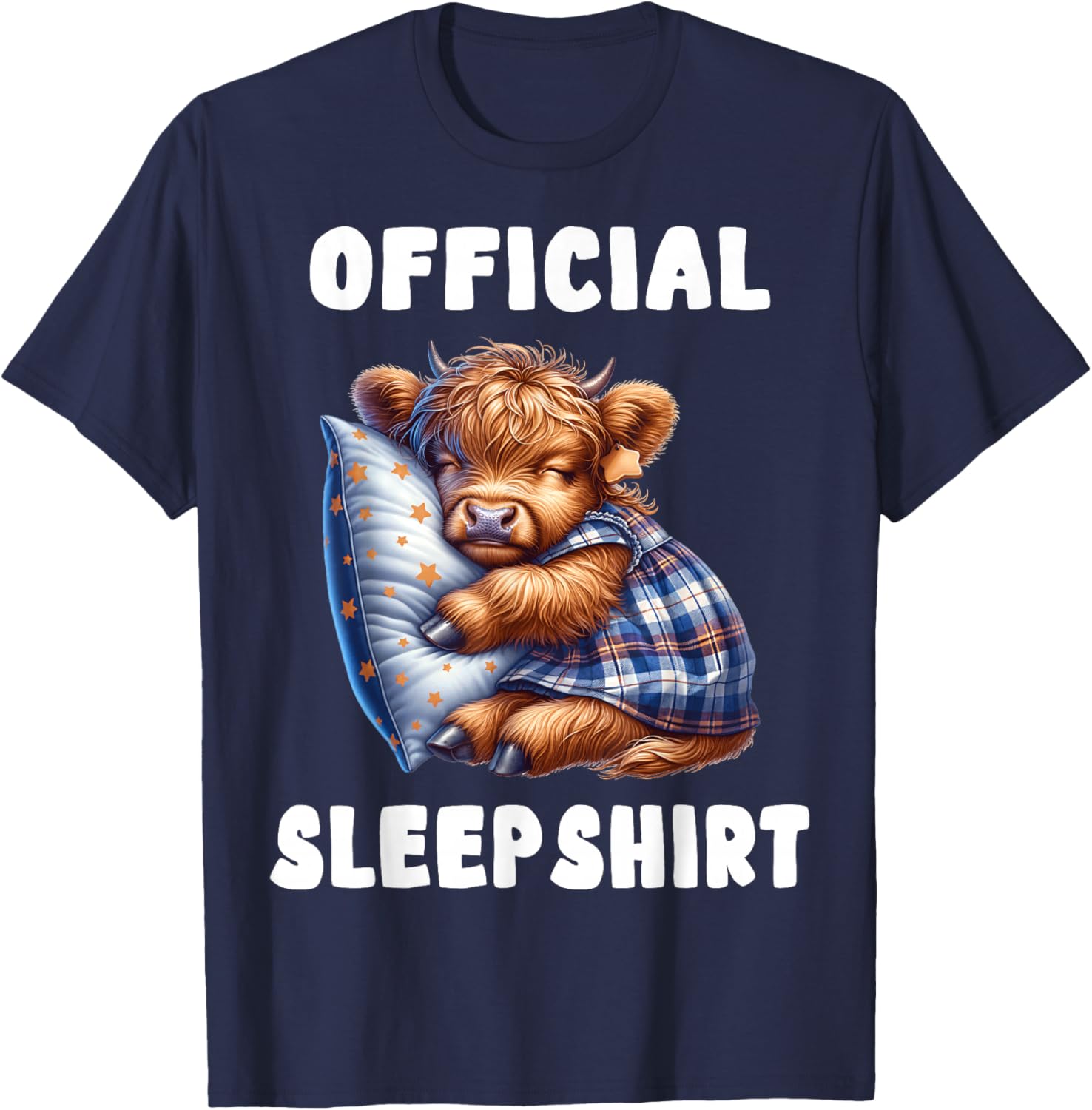 Highland_cow - Official Sleepshirt Pajamas Nightgown T-Shirt - T-Shirt | Navy