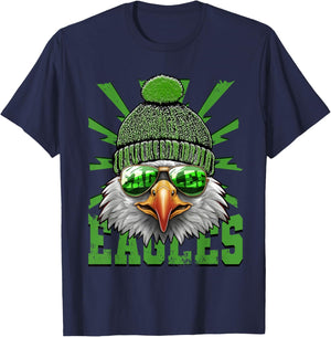 Vintage Cool Face Eagles with Sunglasses Women Men T-Shirt - T-Shirt | Navy