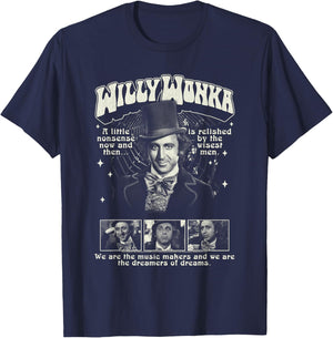 Willy Wonka and The Chocolate Factory Wonka Collage Movie T-Shirt - T-Shirt | Navy