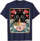 Chat drôle de Saint-Valentin Mangeant du Ramen Coeur T-Shirt - T-Shirt | Navy