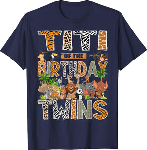 Titi of The Birthday Twins Safari Wild One Zoo Animal T-Shirt - T-Shirt | Navy