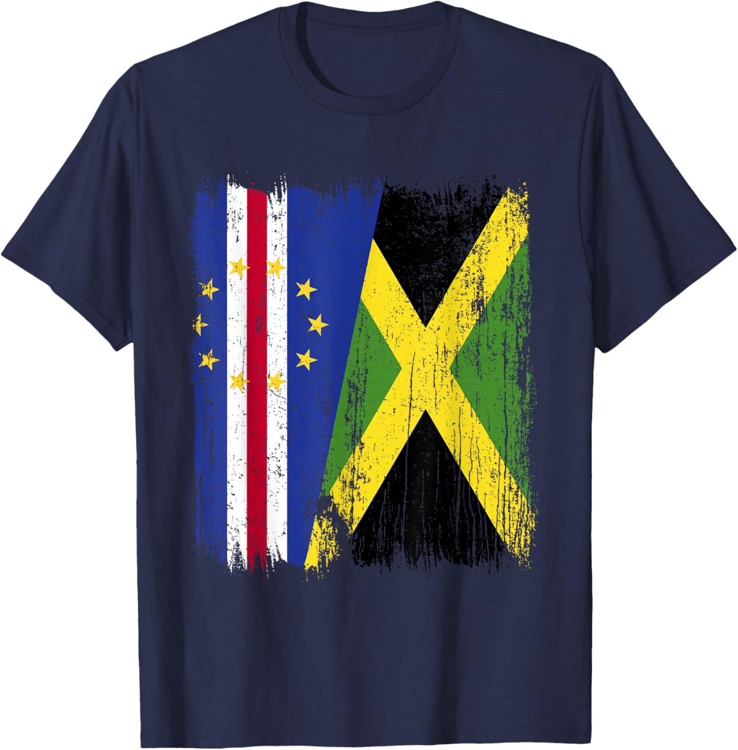 Cape Verde Jamaica Half Flag Cape Verdean Jamaican Heritage T-Shirt - T-Shirt | Navy
