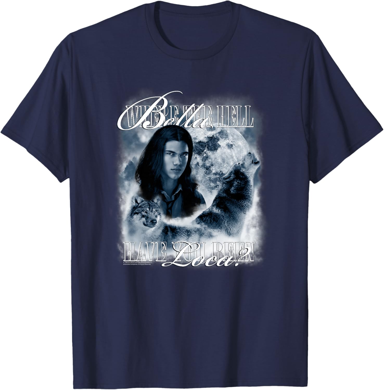 Twilight Saga Retro Jacob Wolf Moon Loca Movie Haut de Gamme T-Shirt - T-Shirt | Navy