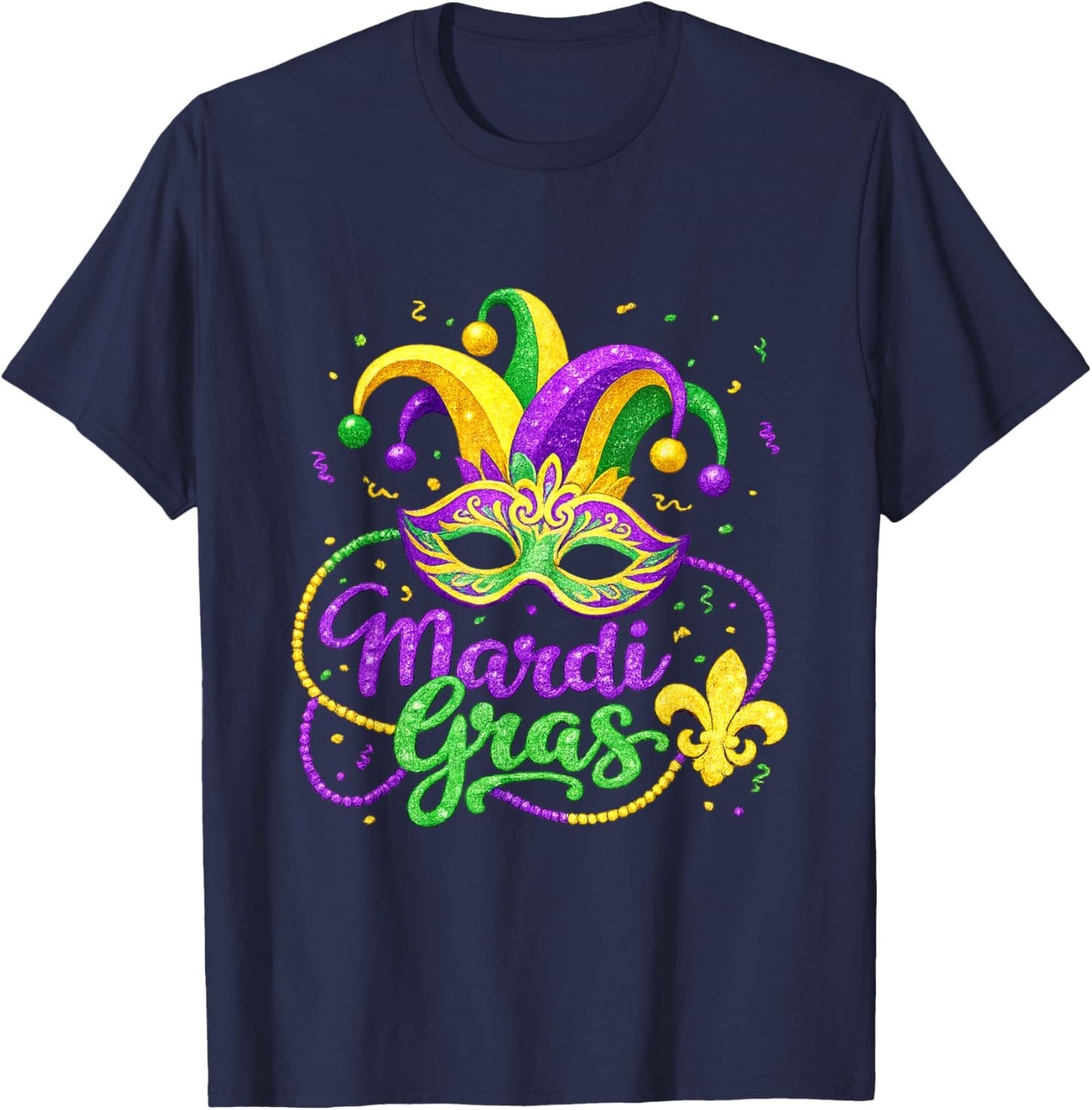 Funny Carnival Party Mask Costume Mardi Gras T-Shirt - T-Shirt | Navy