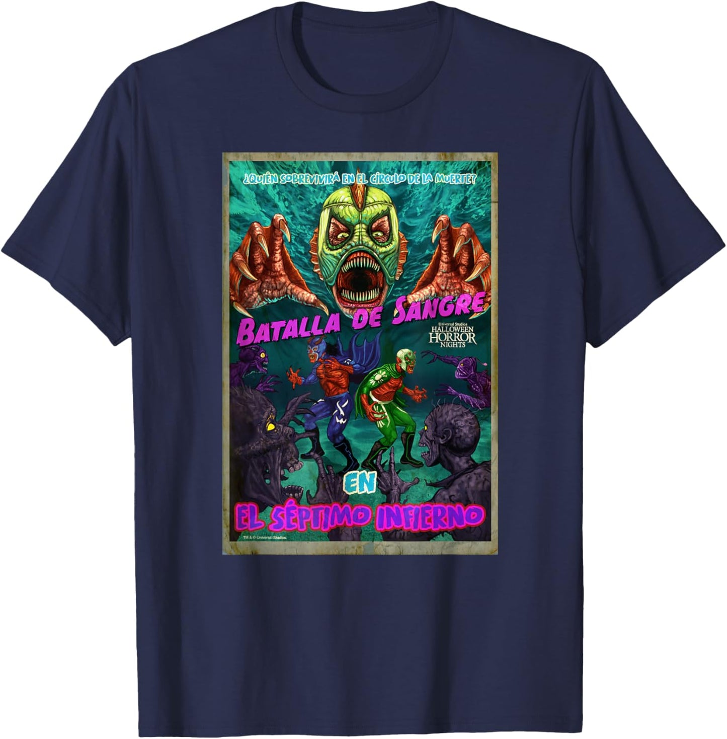 Universal Halloween Horror Nights Blood Battle with Monsters T-Shirt - T-Shirt | Navy