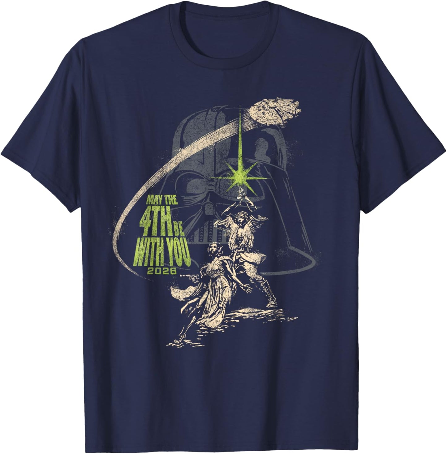 Star Wars May The 4th Be with You 2026 Vintage Distressed T-Shirt - T-Shirt | Navy