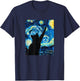Van Gogh Starry Night Cat Lover Kitten Women T-Shirt - T-Shirt | Navy
