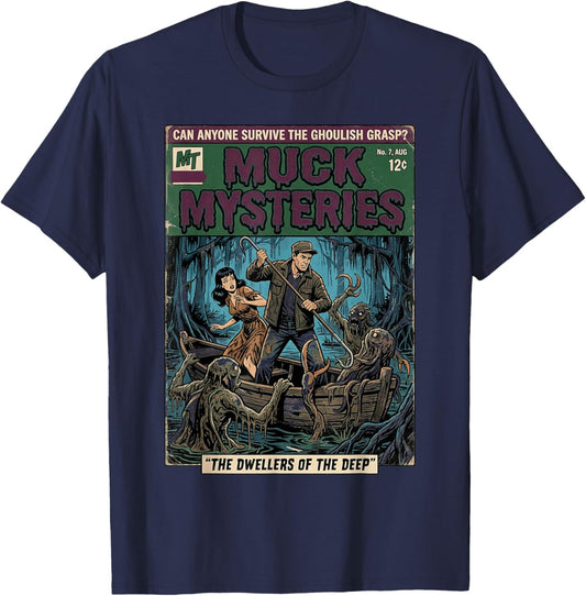 Vintage Horror Comic Book Cover Muck Mysteries Bayou T-Shirt - T-Shirt | Navy