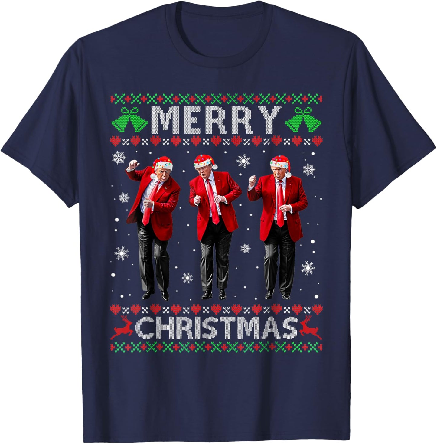 Funny Trump Dance Merry Christmas Ugly Xmas Sweater Pajamas T-Shirt - T-Shirt | Navy