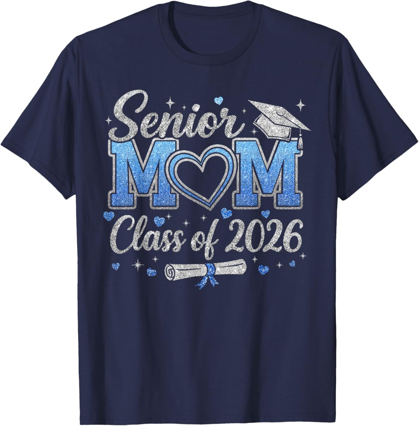 Senior Mom Class of 2026 Happy Last Day of School Graduation T-Shirt - T-Shirt | Navy