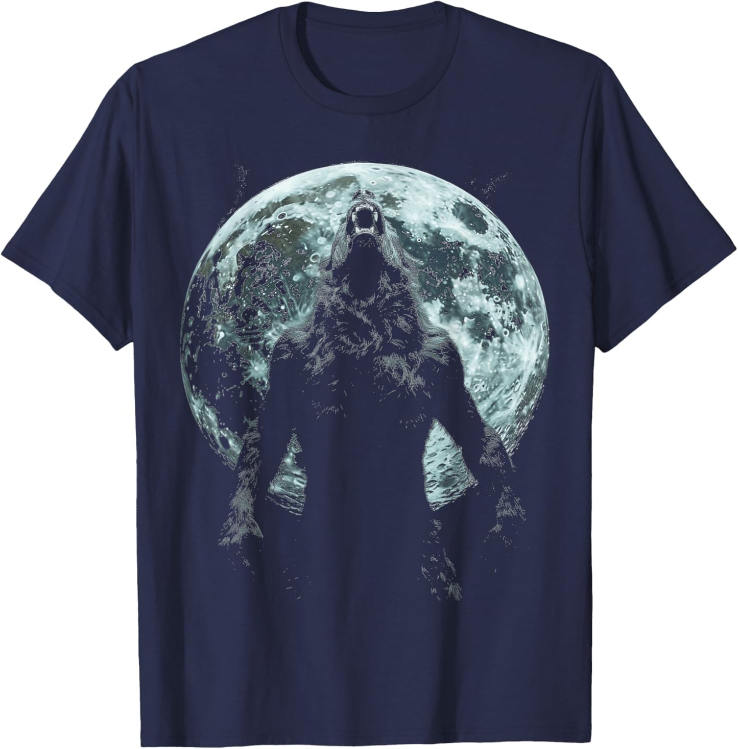 Werewolf Wolf Howling Moon Alpha Male Halloween Sigma Male T-Shirt - T-Shirt | Navy