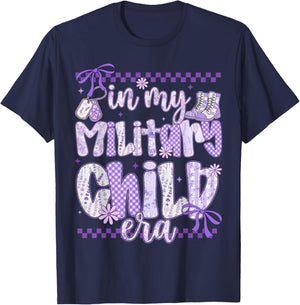 in My Military Child Era Coquette Bow Purple Up for Military T-Shirt - T-Shirt | Navy