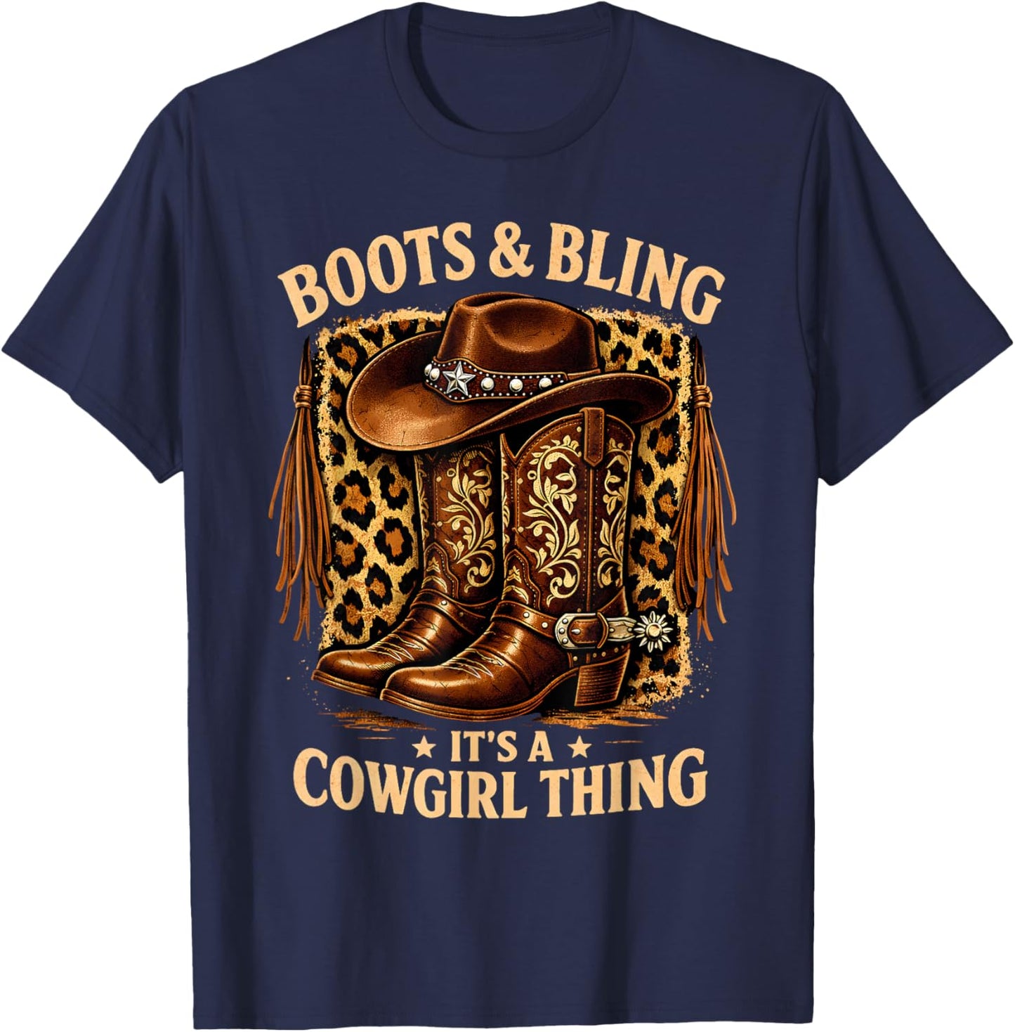 Boots and Bling its a Cowgirl Thing Rodeo Love Country Girls T-Shirt - T-Shirt | Navy